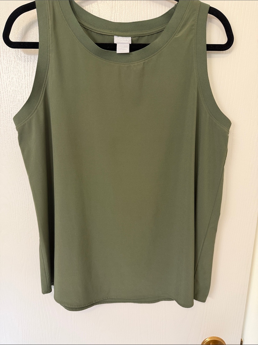 Chico's Olive Green Sleeveless Crew Neck Tank